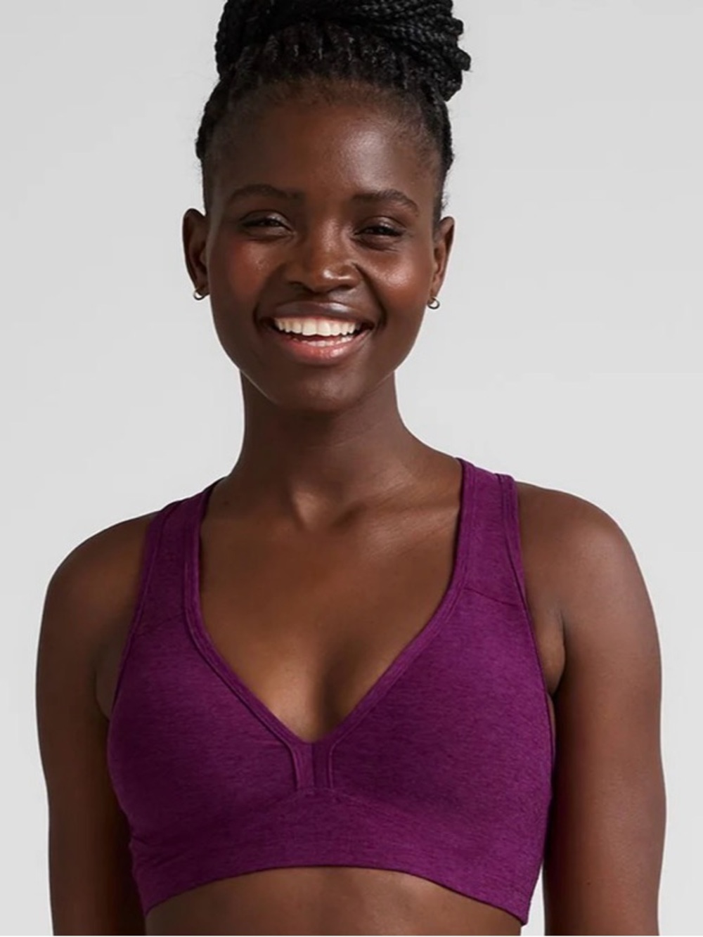 Beyond Yoga Spacedye Lift Your Spirits Bra Aubergine-Beet L